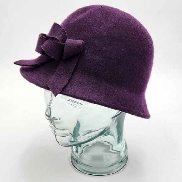 Croft & Barrow Wool Purple Bow Flower Cloche Hat - Picture 2 of 7